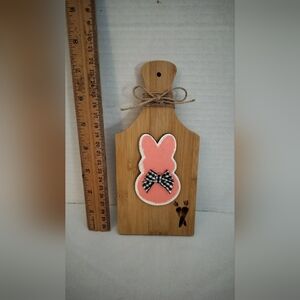 Bamboo Cutting Board with Pink Bunny Design Chalk Couture